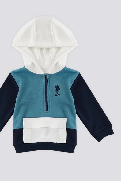 U.S. Polo Assn Kapüşonlu Fermuar Yaka Detay Bebek 2 Li Takım - 7