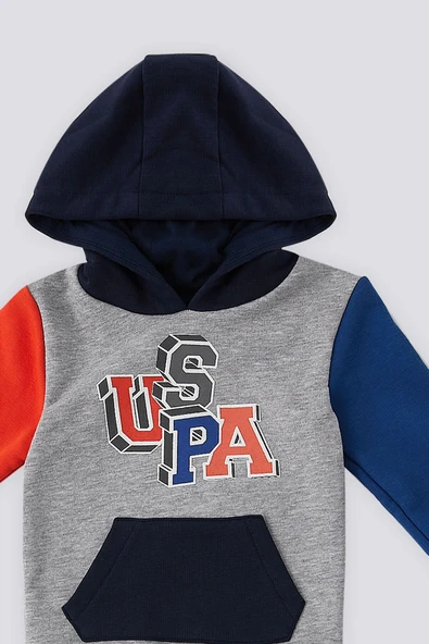 U.S. Polo Assn Kanguru Cep Kapüşonlu Bebek 2 Li Takım - 3