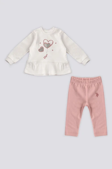 U.S. Polo Assn  Kalp Nakışlı Bebek 2 Li Takım