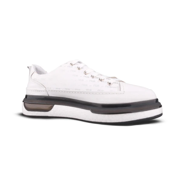 Erkek Sneaker - Beyaz, Hakiki Deri - Resim 3