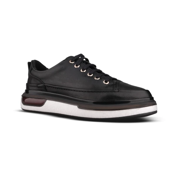 Erkek Sneaker - Siyah-Beyaz, Hakiki Deri - 3