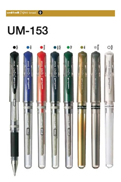 Bakır Yaldız İmza Kalemi 3 Adet Uniball Signo Broad 1.0 mm Roller Pilot Kalem Um-153 Yaldızlı Davetiye Kalemi Mürekkepli - 2