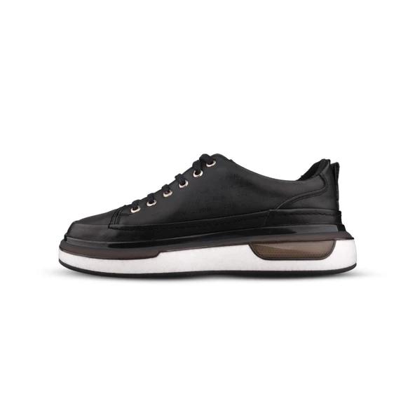 Erkek Sneaker - Siyah-Beyaz, Hakiki Deri - 2
