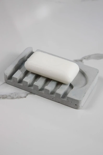 Mermer Desenli Banyo Mutfak Tuvalet Beton Katı Sabunluk Su Giderli 8x13 cm ürün görseli 1