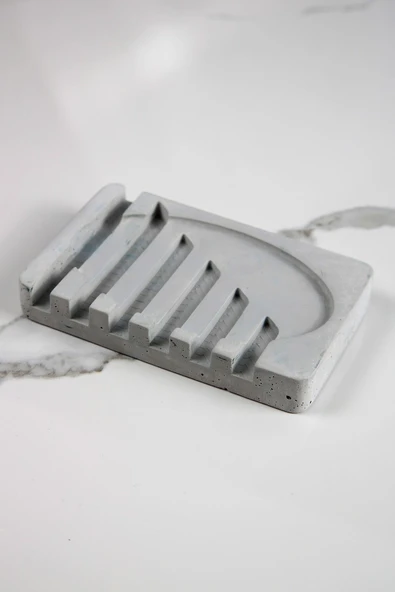 Mermer Desenli Banyo Mutfak Tuvalet Beton Katı Sabunluk Su Giderli 8x13 cm - Resim 2