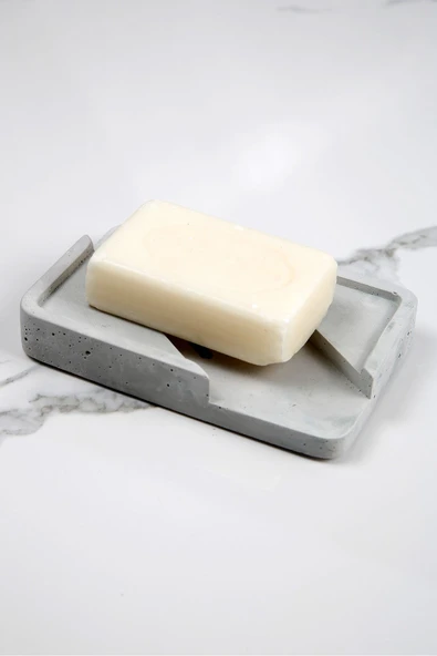 Mermer Desenli Banyo Mutfak Tuvalet Beton Katı Sabunluk Su Giderli Süzgeç Model 8x13 cm ürün görseli 1