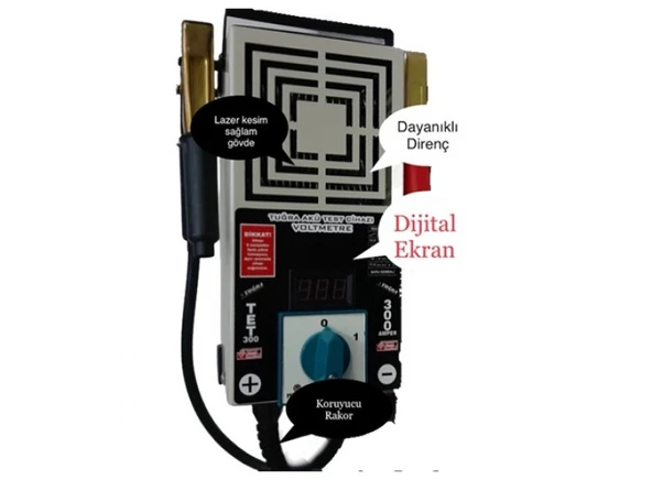 TUĞRA 6-12-24 VOLT 300 AMPER AKÜ TEST CİHAZI TET300