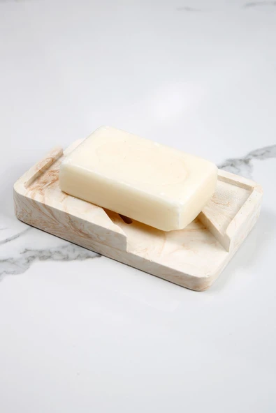 Mermer Desenli Banyo Mutfak Tuvalet Beton Katı Sabunluk Su Giderli Süzgeç Model 8x13 cm