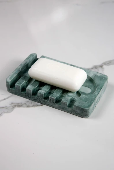 Mermer Desenli Banyo Mutfak Tuvalet Beton Katı Sabunluk Su Giderli 8x13 cm