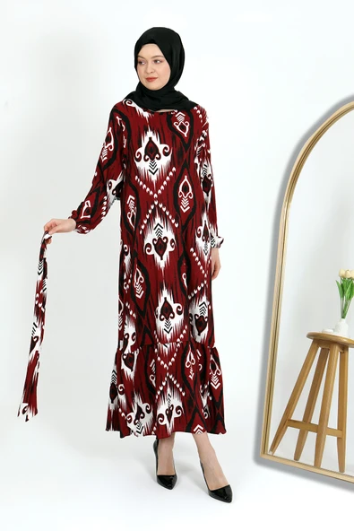 DESENLİ BÜRÜMCÜK ELBİSE - 8