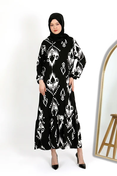 DESENLİ BÜRÜMCÜK ELBİSE - 10