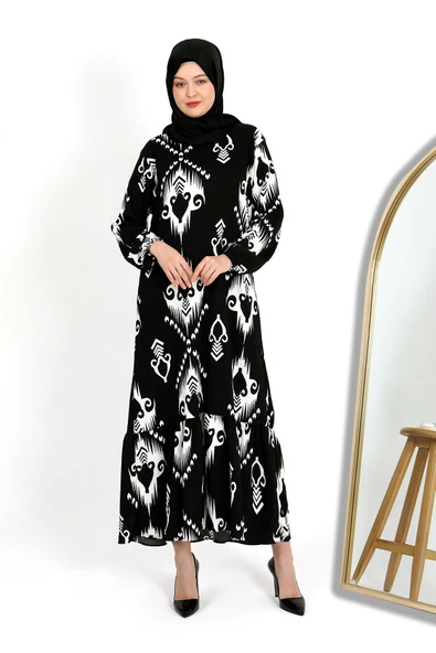 DESENLİ BÜRÜMCÜK ELBİSE - 11