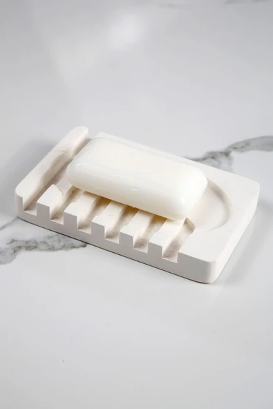 Mermer Desenli Banyo Mutfak Tuvalet Beton Katı Sabunluk Su Giderli 8x13 cm