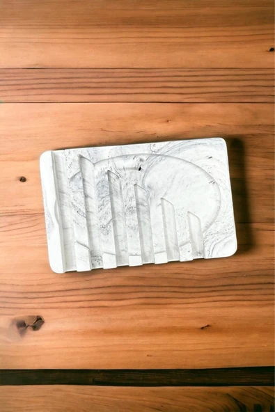 Mermer Desenli Banyo Mutfak Tuvalet Beton Katı Sabunluk Su Giderli 8x13 cm