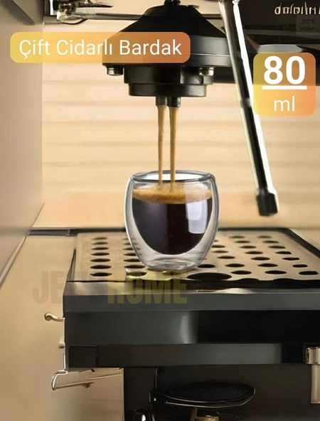 6’lı Set Espresso Bardağı  80 ml Kahve Bardağı Çift Cidarlı Bardak Viski Bardağı - 4