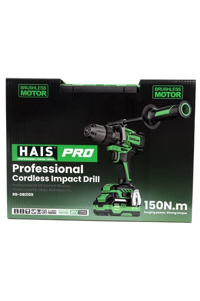 Haispro RB-DB2109 Profesyonel Darbeli Matkap 21 V 2x4.0 Ah Çift Akülü 150 Nm Yüksek Tork - 2