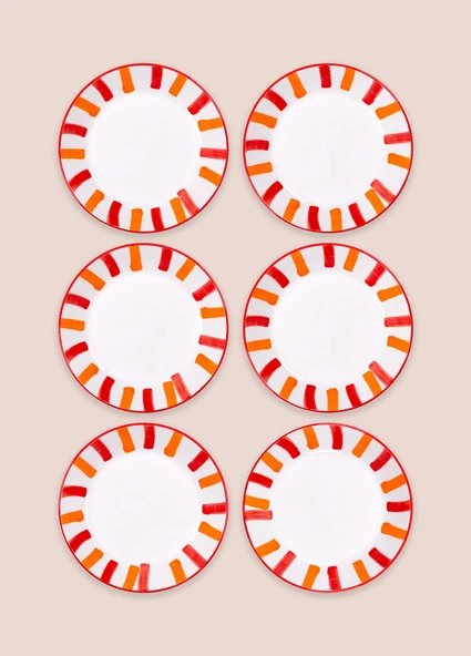 The Mia Joy Yemek Tabağı 6lı Set Kırmızı 20 cm - 8