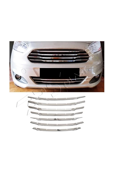 BRSPLAST  Ford Courier Uyumlu 2017-2023 Krom Ön Panjur 7 Parça Paslanmaz Çelik