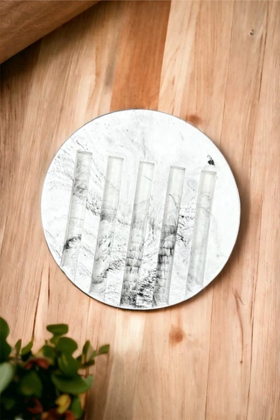 Mermer Desenli Yuvarlak Model Beton Katı Sabunluk Su Giderli 10 cm - 1