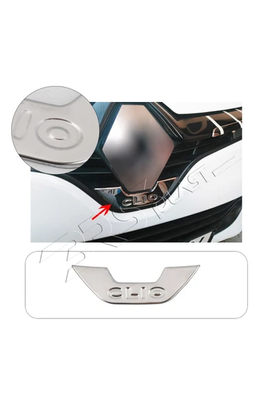 BRSPLAST  Renault Clio 4 Uyumlu Krom Ön Amblem Çerçevesi Paslanmaz Çelik