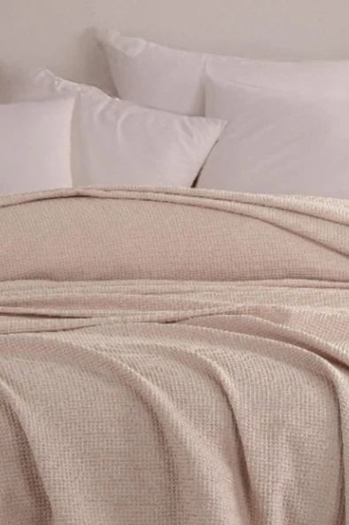 Upstyle Ecocel Pike Örtü Battal King 240x230cm Karde Koyu Bej - Resim 2