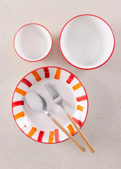 The Mia Joy Yemek Tabağı 6lı Set Kırmızı 20 cm - 4