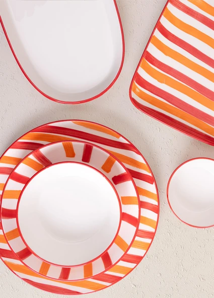 The Mia Joy Yemek Tabağı 6lı Set Kırmızı 20 cm - 7