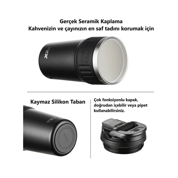 Tkk Çelik Termos Mug 630ML Mat Siyah - 4