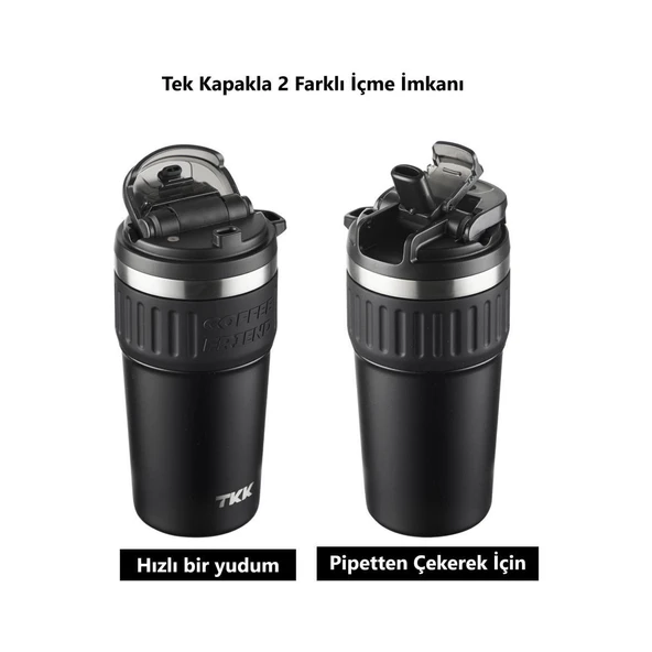 Tkk Çelik Termos Mug 630ML Mat Siyah - 5