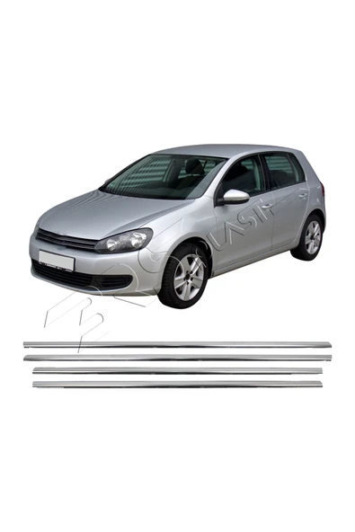 BRSPLAST  Volkswagen Golf 6 Uyumlu 2009-2013 Krom Cam Çıtası 4 Parça Paslanmaz Çelik