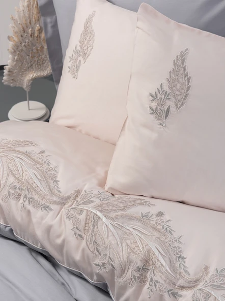 Cotton Box Brode Saten Çift Kişilik Nevresim Takımı Sheen Gri - 2