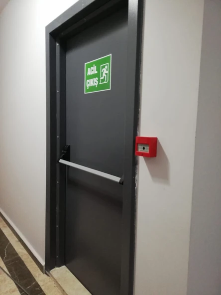 TSE Sertifikalı Yangın Kapıları, Antrasit Renk Panikbarlı Yangın Kapıları - 2