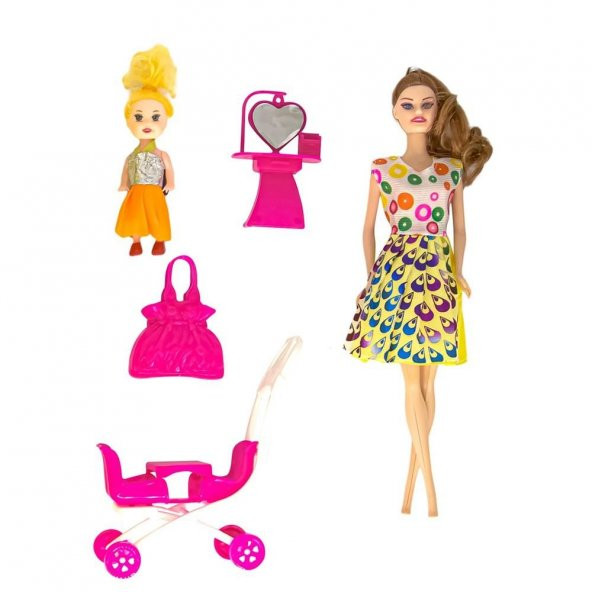 Anlily Bebek Arabalı Aksesuarlı Oyuncak Bebek ürün görseli