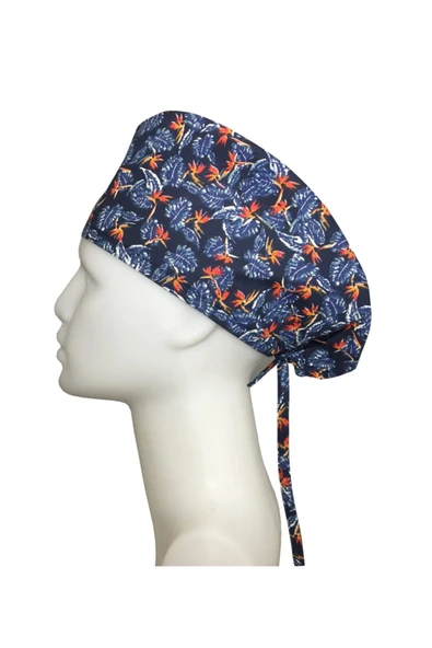 BEYAZ MEDİKAL Çiçek Desenli Aşçı Bone Iş Bone Çok Amaçlı Bandana