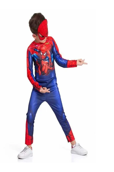 Life For Moda Erkek Çocuk Spiderman Kostümü Maskeli Örümcek Adam Kostümü