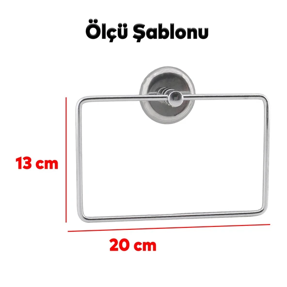 Kare Havluluk Lavabo Banyo Mutfak Aparat Standı Bez Havlu Askısı Paslanmaz Metal Krom Renk Vidalı - Resim 2