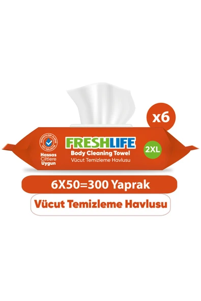 FRESHLİFE Vücut Temizleme Havlusu 6x50 (300 Yaprak)