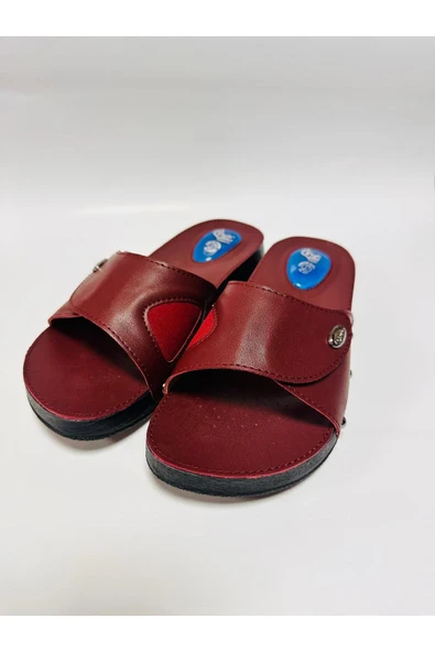 STYLE COMFORT Bordo Ortopedik Jel Destekli Cırtlı Terlik - 6