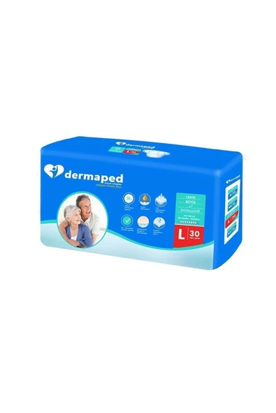 DERMAPED Yetişkin Hasta Bezi Bel Bantlı L Beden 30 Adet (süper Emici)