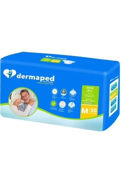 DERMAPED Yetişkin Hasta Bezi Bel Bantlı M Beden 30 Adet (süper Emici)