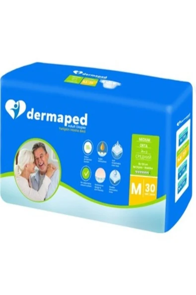 DERMAPED Yetişkin Hasta Bezi Bel Bantlı M Beden 30 Adet (Süper Emici)
