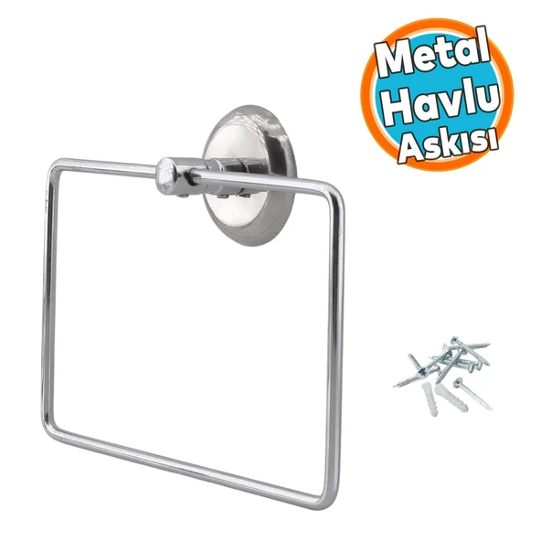 Kare Havluluk Lavabo Banyo Mutfak Aparat Standı Bez Havlu Askısı Paslanmaz Metal Krom Renk Vidalı ürün görseli 1