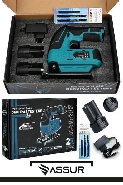 Assur Profesyonel 12 V Çift Akülü Şarjlı Dekupaj Testere Makinesi - 3