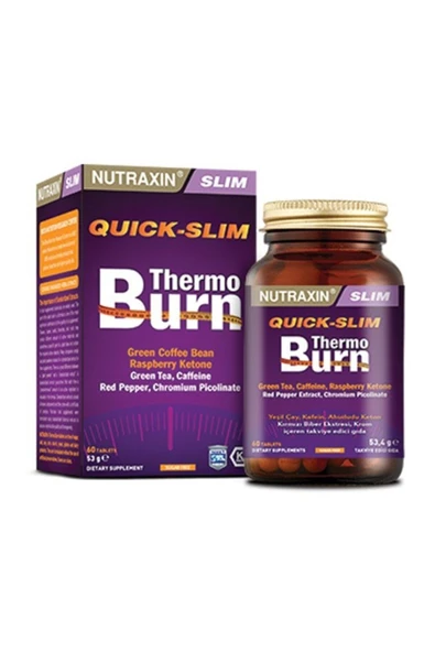 Nutraxin Quick Slim Thermo Burn 60 Tablet - Krom Yeşil Çay Yeşil Kahve Kırmızı Biber Ahududu