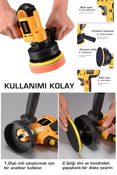 Assur 450W Elektrikli 125MM Dikey Polisaj Zımpara Makinesi - 3