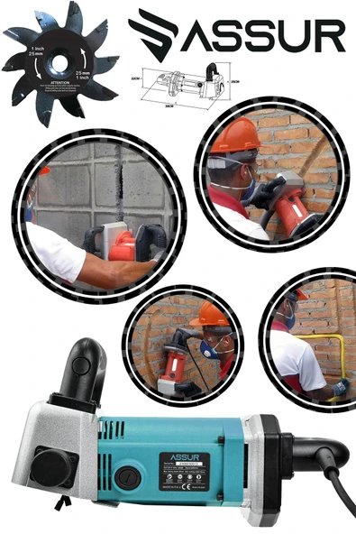 Assur 2000 W Kanal Açma Makinası Ağır Şantiye Seri Kullanım Turbo Motor - 3