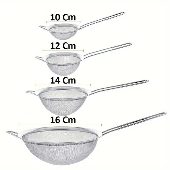 MyBru Paslanmaz Çelik Pratik 2'li Çay Süzgeci Sebze Makarna Un Süzgeç 12 16 Cm - 6