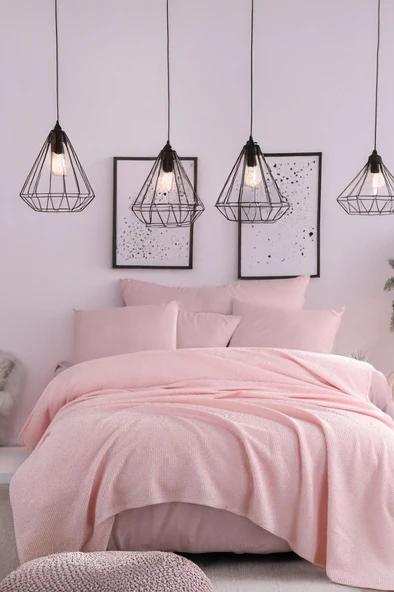 Upstyle Ecocel Pike Örtü Battal King 240x230cm Karde PudraPembe