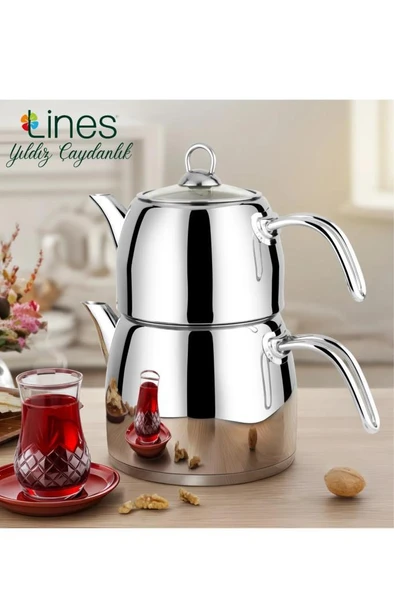 Yonca Lines L-3082 Yıldız Orta Boy Çelik Çaydanlık