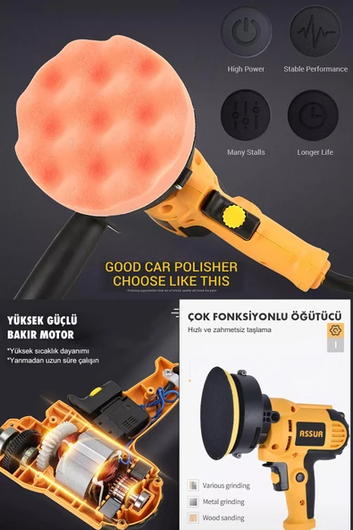 Assur 450W Elektrikli 125MM Dikey Polisaj Zımpara Makinesi - 2